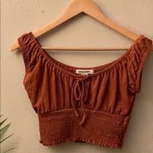 Billabong Off The Shoulder Crop Top, Burnt Orange